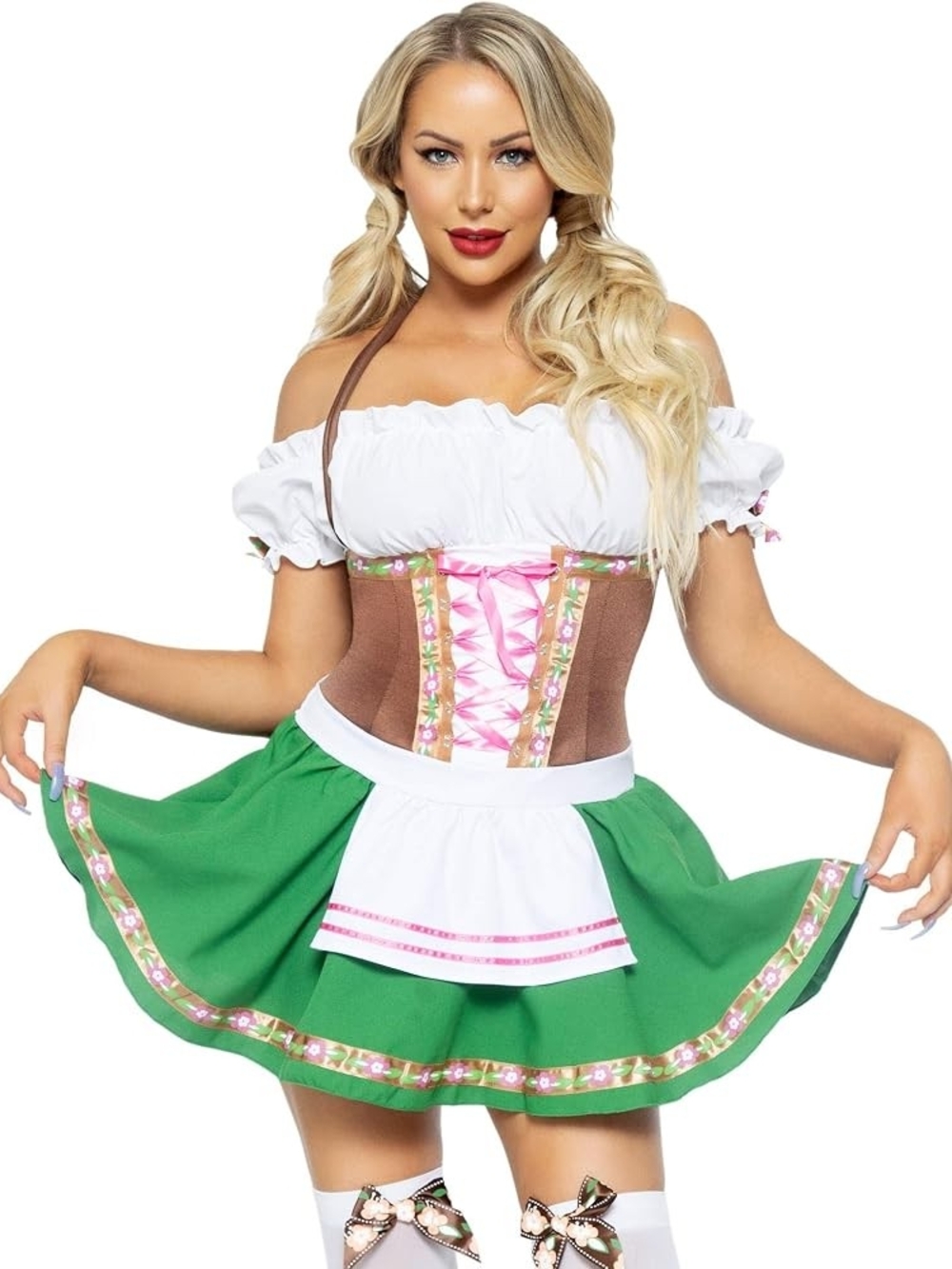 Spirit Green, White and Pink Oktoberfest Mini Dirndl Dress